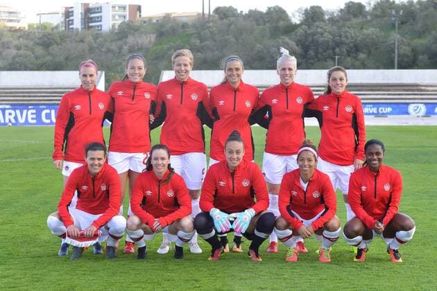 Mannschaftsfoto Kanada Lagos, Portugal, 05.03.2018, Fussball, Algarve Cup, Südkorea - Kanada,