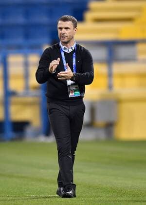 (180306) -- DOHA, March 6, 2018 -- Sergiy Rebrov, head coach of Al Ahli reacts during the AFC Champions League Group A soccer match between Qatar s Al-Gharafa and Saudi Arabia s Al Ahli at Thani bin Jassim Stadium in Doha, Capital of Qatar, March 5, 2018. The match ended with a 1-1 draw. ) (SP)QATAR-DOHA-SOCCER-AFC-AL GHARAFA VS AL AHLI Nikku 