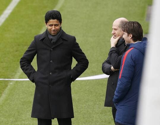Entrenamiento del PSG en la ciudad deportiva. En la imagen, Al-Khelaïfi. PSG training session. In this picture, Al-Khelaïfi. 