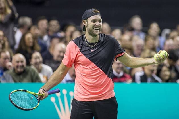 March 05, 2018: Jack Sock (USA) interacts with the crowd during his match against Roger Federer (SUI) at The Match for Africa 5 Silicon Valley played at the SAP Center in San Jose, California. Â© TennisClix CSM Tennis 2018: The Match for Africa 5 Silicon Valley March 05 2018 - ZUMAc04_ 20180305_zaf_c04_044 Copyright: xMalxTaamx