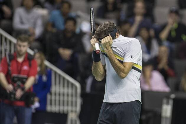 March 05, 2018: Roger Federer (SUI) defeated Jack Sock (USA) 7-6 (9), 6-4 at The Match for Africa 5 Silicon Valley played at the SAP Center in San Jose, California. Â© TennisClix CSM Tennis 2018: The Match for Africa 5 Silicon Valley March 05 2018 - ZUMAc04_ 20180305_zaf_c04_038 Copyright: xMalxTaamx