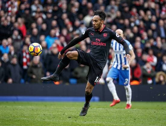 Pierre-Emerick Aubameyang of Arsenal during the Premier League match between Brighton and Hove Albion and Arsenal at the AMEX Stadium, Brighton and Hove, England on 4 March 2018. Copyright: xLiamxMcAvoyx 19170173