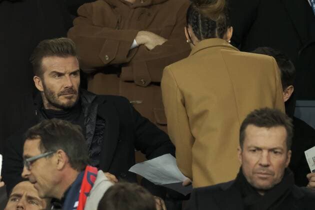 March 7, 2018 - Paris, Ile de France, France - DAVID BECKHAM during the 8th finals of the Champions League match Paris SG against Real Madrid at the Parc des Princes Stadium in Paris - France..Real Madrid won 2-1 and qualifies for the quarter-finals Soccer 2018 - Paris SG 1-2 Real Madrid - ZUMAp119 20180307_zaf_p119_004 Copyright: xPierrexSteveninx