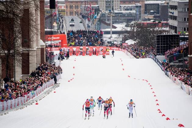 Themen der Woche - SPORT Bilder des Tages - SPORT Langlauf, WC Drammen, Sprint klassisch der Damen, Qualifikation 180307 General view of the course in Drammen in the women s sprint classic technique quarterfinal during the FIS Cross-Country World Cup on March 07, 2018 in Drammen. Photo: Fredrik Varfjell BILDBYRAN kod FV 150076 *** 180307 General view of the course in Drammen in the womens sprint classic technique quarterfinal during the FIS Cross Country World Cup on March 07 2018 in Drammen Photo Fredrik Varfjell BILDBYRAN Code FV 150076  Copyright: FREDRIKxVARFJELL BB180307FV080