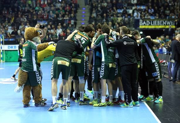 GER, DHB-Pokal, FUECHSE BERLIN VS. SC Magdeburg 07.03.2018, Max Schmeling Halle, Berlin, GER, DHB-Pokal, FUECHSE BERLIN VS. SC Magdeburg, im Bild Fuechse-Spielerkreis