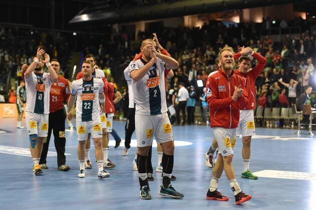 Handball, Herren, DHB-Pokal, Saison 2017 18, Viertelfinale, Füchse Berlin - SC Magdeburg, Jubel nach dem Abpfiff, 07.03.18, Copyright: xMichaelxHundtx xMatthiasxKochx