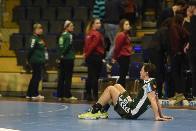 Handball, Herren, DHB-Pokal, Saison 2017 18, Viertelfinale, Füchse Berlin - SC Magdeburg, Enttäuschung nach Abpfiff bei Hans Lindberg (Nr. 18, Füchse Berlin), 07.03.18, Copyright: xMichaelxHundtx xMatthiasxKochx