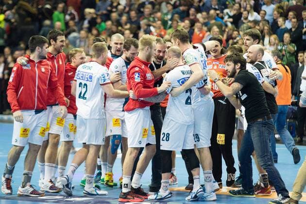 Team des SCM, 7.03.2018, Handball, Fuechse vs SC Magdeburg, Pokal Viertelfinale , Berlin Copyright: xEIBNER UwexKochx EP_UKH