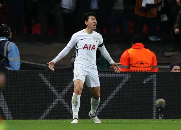 7th March 2018, Wembley Stadium, London England; UEFA Champions League football, round of 16, 2nd leg, Tottenham Hotspur versus Juventus; Son Heung-Min of Tottenham Hotspur celebrates scoring his sides 1st goal in the 39th minute to make it 1-0  ActionPlus11998961