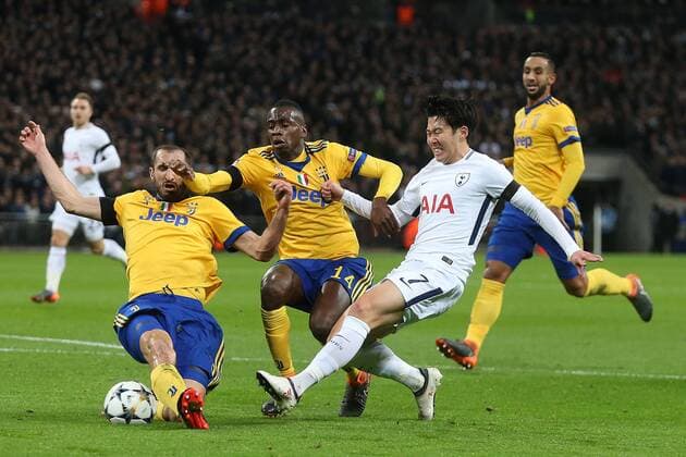 Tottenham Hotspur v Juventus UEFA Champions League Giorgio Chiellini of Juventus, Blaise Matuidi of Juventus and Son Heung-Min of Tottenham Hotspur in action during the UEFA Champions League match at Wembley Stadium, London Content Not Available For UK Newspapers Copyright: xPaulxChestertonx FIL-11460-0084