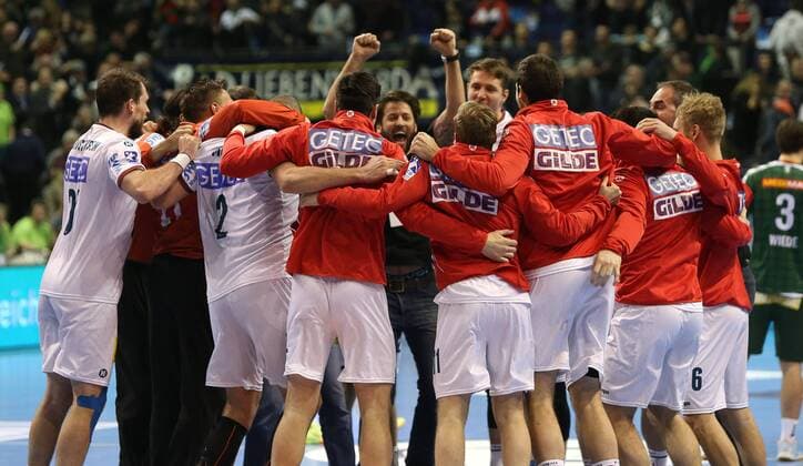 07.03.18, Handball - DHB-Pokal, Füchse Berlin - SC Magdeburg Bild: Jubel bei SV Magdeburg Handball - DHB-Pokal - Füchse Berlin - SC Magdeburg