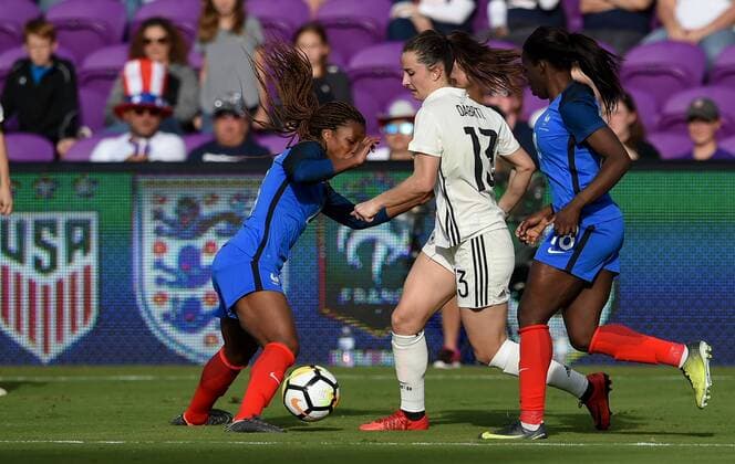 March 7, 2018 - Orlando City, FL, USA - Orlando City, FL - Wednesday March 07, 2018: Sara Däbritz during a 2018 SheBelieves Cup match between the women s national teams of Germany (GER) and France (FRA) at Orlando City Stadium. Sara Däbritz - ZUMAt139 20180307_zaa_t139_030 Copyright: xBradxSmithx