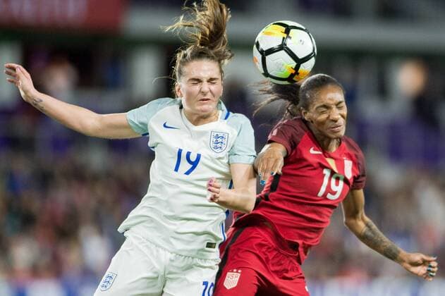 March 7, 2018 - Orlando City, FL, USA - Orlando City, FL - Wednesday March 07, 2018: Mel Lawley, Alex Morgan during a 2018 SheBelieves Cup match between the women s national teams of the United States (USA) and England (ENG) at Orlando City Stadium. Mel Lawley, Alex Morgan - ZUMAt139 20180307_zaa_t139_108 Copyright: xJeremyxReperx