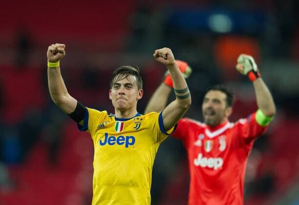 Juventus Paulo Dybala celebrating after the UEFA Champions League match between Tottenham Hotspur and Juventus at Wembley Stadium, London, England on 7 March 2018. Copyright: xAndrewxAleksiejczukx PMI-1869-0045