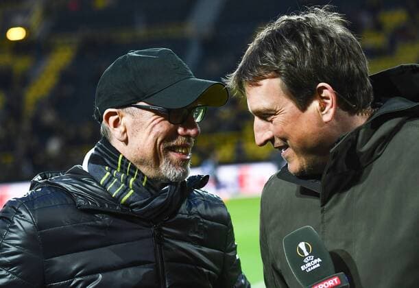 08.03.2018, xjhx, Fussball Europa League, Borussia Dortmund - RB Salzburg, emspor, v.l. Trainer Peter Stoeger (Borussia Dortmund), Andreas Herzog Dortmund