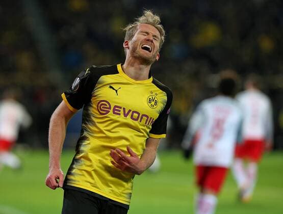 08.03.2018, Fussball UEFA Europa League 2017 2018, Achtelfinale, Borussia Dortmund - RB Salzburg, im Signal-Iduna-Park Dortmund. Andre Schürrle (Dortmund) enttäuscht