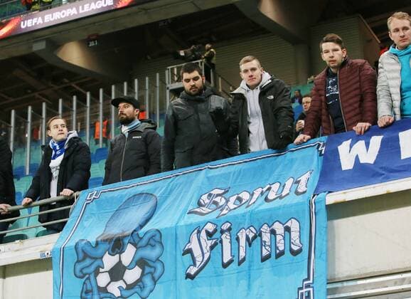 RB Leipzig - St.Petersburg Fussball Euro League Leipzig, 08.03.2018, Red Bull Arena, Fussball, UEFA EURO EM Europameisterschaft Fussball League, Achtelfinale, Hinspiel , RB Leipzig vs. Zenit St. Petersburg. , Im Bild; Fans von Sankt Petersburg. ,