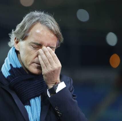 08.03.2018, xtgx, Fussball Europa League, RB Leipzig - Zenit St.Petersburg, emspor, v.l. Roberto Mancini (Zenit St. Petersburg, Trainer) Portrait, Porträt, Einzelbild, fasst sich ins Gesicht, enttäuscht, schaut enttäuscht, niedergeschlagen, disappointed Leipzig