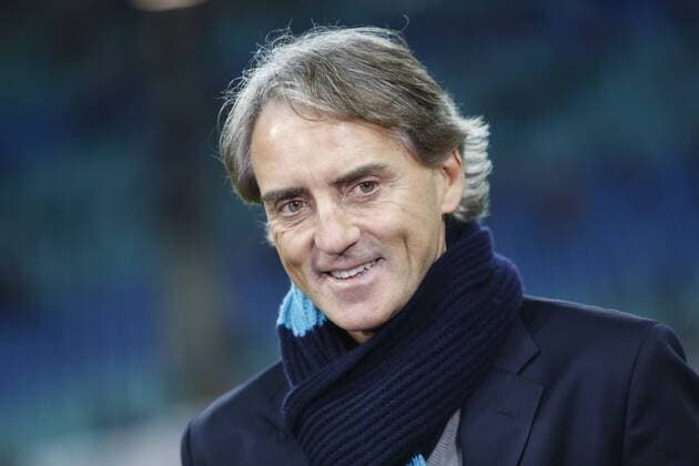 08.03.2018, xtgx, Fussball Europa League, RB Leipzig - Zenit St.Petersburg, emspor, v.l. Roberto Mancini (Zenit St. Petersburg, Trainer) Portrait, Porträt, Einzelbild, lacht, lächelt, zufrieden, laugh, smile Leipzig