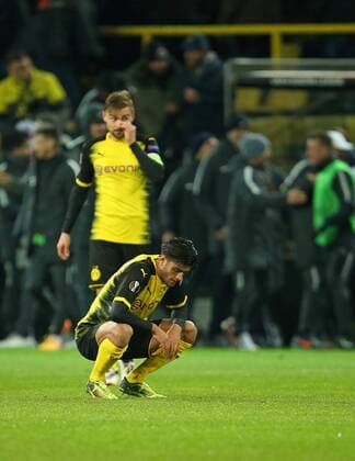 08.03.2018, Fussball UEFA Europa League 2017 2018, Achtelfinale, Borussia Dortmund - RB Salzburg, im Signal-Iduna-Park Dortmund. Mahmoud Dahoud (Dortmund) enttäuscht