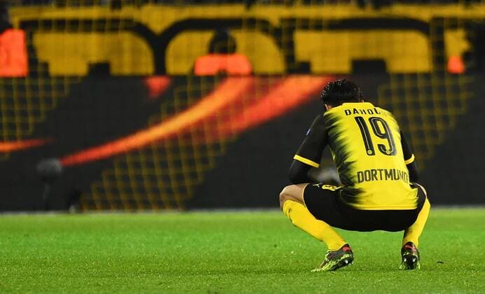 08.03.2018, xjhx, Fussball Europa League, Borussia Dortmund - RB Salzburg, emspor, v.l. Mahmoud Dahoud (Borussia Dortmund) enttaeuscht, enttaeuscht schauend, dissapointed Dortmund