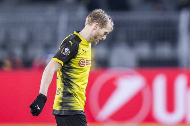 Fußball: UEFA Europa League, EL, Saison 2017 2018, Achtelfinale, Borussia Dortmund - RB Salzburg in Dortmund (Nordrhein-Westfalen). Dortmunds Andre Schürrle Schuerrle geht nach dem Schlusspfiff enttäuscht vom Platz. Copyright: xKirchner DavidxInderliedx