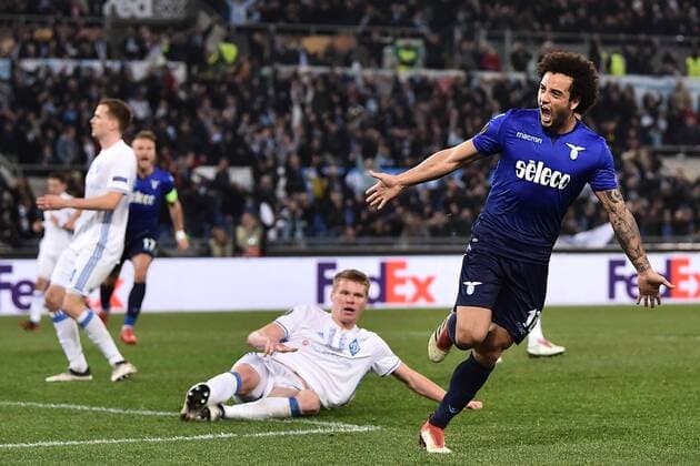 As Roma 08 03 2018 - Europa League Lazio-Dinamo Kiev foto Antonello Sammarco Image nella foto: esultanza gol Felipe Anderson 