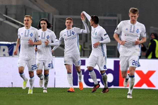 Esultanza Gol di tacco di Viktor Tsyganov Dinamo. Viktor Tsyganov of Dinamo celebrates after scored with an heel shot . Goal celebration Roma 08-03-2018 Stadio Olimpico Football Europa League 2017 2018 Round of 32 Lazio - Dinamo Kiev Foto Antonietta Baldassarre Insidefoto antoxbalda