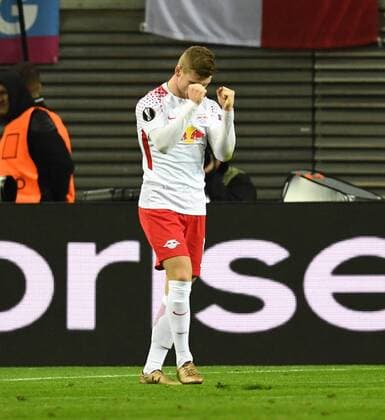 Fussball, Herren, Saison 2017 2018, Europa League (Achtelfinale, Hinspiel), RB Leipzig - Zenit St. Petersburg, Timo Werner (RB Leipzig), Jubel nach Tor zum 2:0, 08.03. 2018, Copyright: xMatthiasxKochx