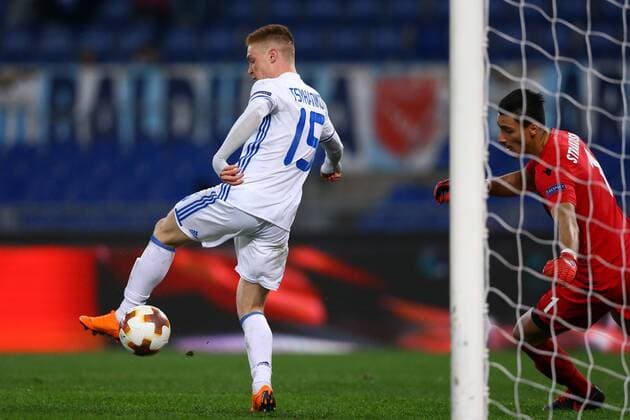 Bilder des Tages - SPORT March 8, 2018 - Rome, Italy - SS Lazio v FC Dynamo Kyiv - UEFA Europa League Round of 16 - 1st leg.Viktor Tsygankov of Dynamo Kyiv scoring the goal of 0-1 at Olimpico Stadium in Rome, Italy on March 8, 2018..Photo NurPhoto Lazio v Dynamo Kiev - UEFA Europa League Round of 16: First Leg  - ZUMAn230 20180308_zaa_n230_811 Copyright: xMatteoxCiambellix