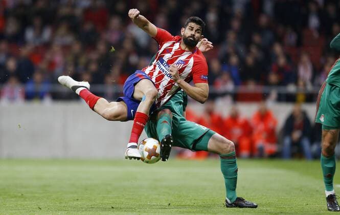 Partido de ida de octavos de Europa League entre el Atletico y el Lokomotiv. En la imagen, Diego Costa.Europa League 1 16 first leg match between Atletico and Lokomotiv. In this picture, Diego Costa. 