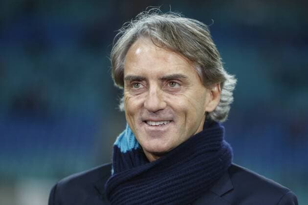 08.03.2018, xtgx, Fussball Europa League, RB Leipzig - Zenit St.Petersburg, emspor, v.l. Roberto Mancini (Zenit St. Petersburg, Trainer) Portrait, Porträt, Einzelbild, lacht, lächelt, zufrieden, laugh, smile Leipzig