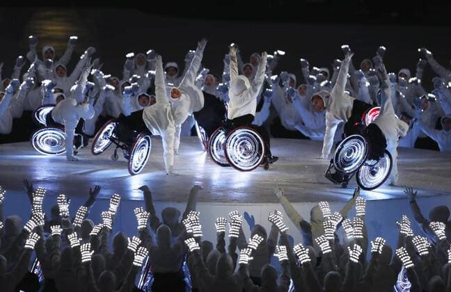 Themen der Woche - SPORT Bilder des Tages - SPORT Pyeongchang Paralympics Performers take part in the opening ceremony of the Pyeongchang Winter Paralympics at the Pyeongchang Olympic Stadium in South Korea on March 9, 2018. 