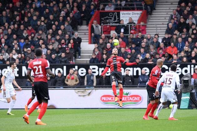 08 LUCAS DEAUX (gui) FOOTBALL : Guingamp vs Nice - Ligue 1 Conforama - 11 03 2018 FEP Panoramic 