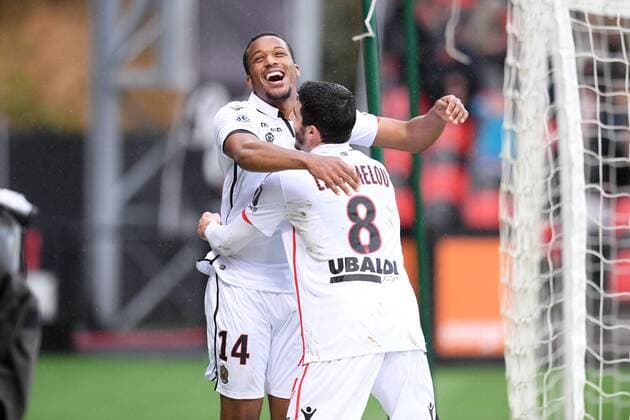 14 Alassane PLEA (nice) - JOIE FOOTBALL : Guingamp vs Nice - Ligue 1 Conforama - 11 03 2018 FEP Panoramic 