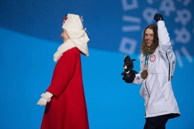 March 12, 2018 - Pyeongchang, South Korea - Bronze medalist Noah Elliott of the US celebrates during a medal ceremony for Men s Snowboard Cross Monday, March 12, 2018 at the Medals Plaza for the 2018 Pyeongchang Winter Paralympic Games. Paralympics PyeongChang 18: Snowboard - ZUMAr157 20180312_zap_r157_029 Copyright: xMarkxReisx