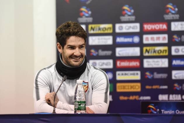 Brazilian football player Alexandre Rodrigues da Silva, known as Pato, of China s Tianjin Quanjian attends a press conference PK Pressekonferenz before the Group E match against South Korea s Jeonbuk Hyundai Motors during the 2018 AFC Champions League in Tianjin, China, 13 March 2018. Tianjin Quanjian in full swing for AFC group match against Jeonbuk Hyundai Motors  20180313_48707