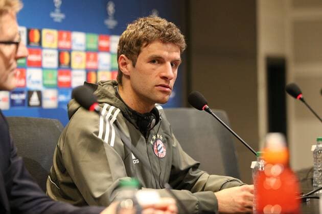 Thomas Mueller 25 (FC Bayern Muenchen) bei der Pressekonferenz stellt sich den Fragen der Medienvertreter, Pressekonferenz, FC Bayern Muenchen, Fussball, Achtelfinale, Champions League, 13.03.2018 Istanbul Istanbul Tuerkei
