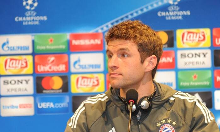 Bayern Munchen s Football Team player Thomas Muller gives a press conference PK Pressekonferenz on the eve of the team s a day before their UEFA Champions League second leg match against Besiktas on March 13 , 2018 in Istanbul , Turkey. 