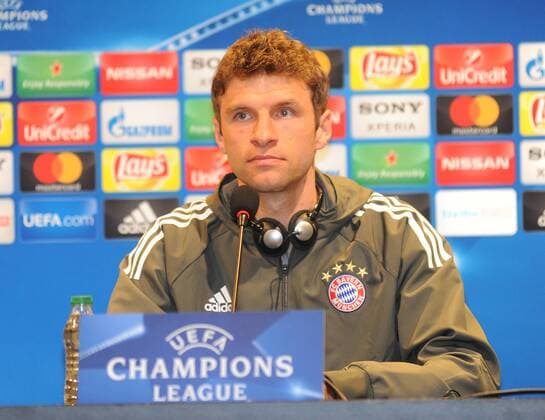 Bayern Munchen s Football Team player Thomas Muller gives a press conference PK Pressekonferenz on the eve of the team s a day before their UEFA Champions League second leg match against Besiktas on March 13 , 2018 in Istanbul , Turkey. 