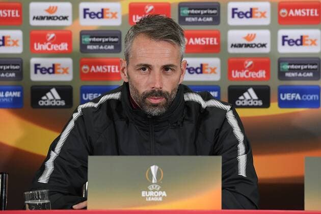 Fußball Europa League Pressekonferenz FC Salzburg am 14.03.2018 in der Red Bull Arena in Salzburg Marco Rose ( Trainer Salzburg )