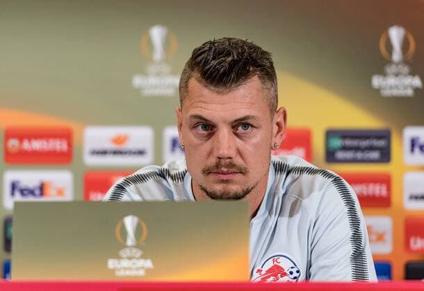14.03.2018, Red Bull Arena, Salzburg, AUT, UEFA EL, FC Salzburg vs Borussia Dortmund, Achtelfinale, Rueckspiel, Pressekonferenz, im Bild Alexander Walke (FC Salzburg) during Pressconference before the UEFA Europa League Round of 16, 2nd Leg Match between FC Salzburg and Borussia Dortmund at the Red Bull Arena in Salzburg, Austria on 2018 03 14. Salzburg