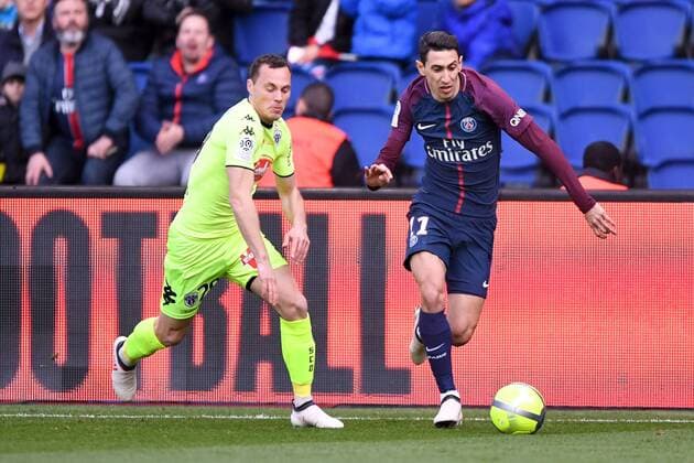 Fußball, Paris Saint Germain - Angers SCO 11 ANGEL DI MARIA (PSG) - 29 VINCENT MANCEAU (SCO) FOOTBALL : Paris SG vs Angers - Ligue 1 Conforama - 14 03 2018 AnthonyBIBARD FEP Panoramic 