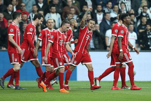 Torjubel von Thiago Alcantara 6 (FC Bayern Muenchen) zum 0:1, Besiktas Istanbul vs. FC Bayern Muenchen, Fussball, Achtelfinale, Champions League, 14.03.2018 Istanbul Istanbul Tuerkei