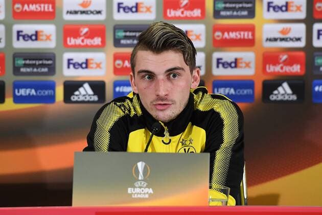 Fußball Europa League Pressekonferenz Borussia Dortmund am 14.03.2018 in der Red Bull Arena in Salzburg Maximilian Philipp ( Dortmund )