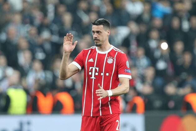 Fußball, CL, Besiktas Istanbul - Bayern München Schlussjubel in der Fankurve, Sandro Wagner 2 (FC Bayern Muenchen), Besiktas Istanbul vs. FC Bayern Muenchen, Fussball, Achtelfinale, Champions League, 14.03.2018 Istanbul Istanbul Tuerkei