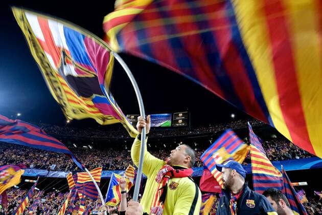 FC Barcelona Barca v Chelsea UEFA Champions League FC Barcelona fans pictured ahead of the UEFA Champions League match at Camp Nou, Barcelona Content Not Available For UK Newspapers Copyright: xKristianxKanex FIL-11502-0019