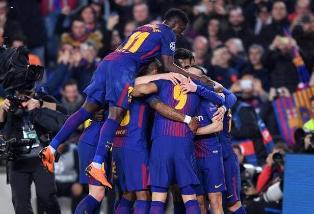FUSSBALL CHAMPIONS LEAGUE SAISON 2017 2018 ACHTELFINALE RUECKSPIEL FC Barcelona Barca - FC Chelsea London 14.03.2018 Torjubel Barcelona und Ousmane Dembele ist obenauf Barcelona