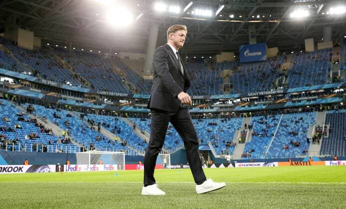 St.Petersburg - RB Leipzig Fussball Euro League Sankt Petersburg, 15.03.2018, Krestowski-Stadion, Fussball, UEFA EURO EM Europameisterschaft Fussball League, Achtelfinale Rueckspiel Rematch , FK Zenit St. Petersburg vs. RB Leipzig , Im Bild: Trainer Ralph Hasenhüttl Hasenhuettl (RB Leipzig) ,