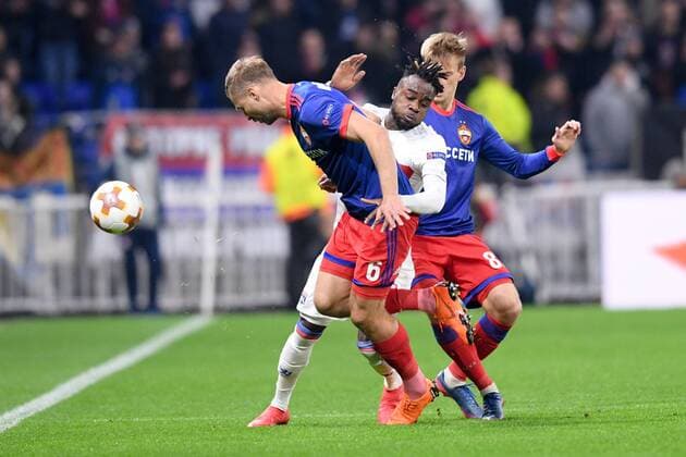 27 MAXWEL CORNET (OL) - 06 ALEKSEI BEREZUTSKI (CSKA) FOOTBALL : Lyon vs CSKA Moscou - Ligue Europa - 15 03 2018 FEP Panoramic 